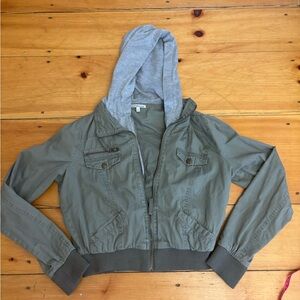Charlotte Russe Olive Green Hooded Utility Jacket Size L